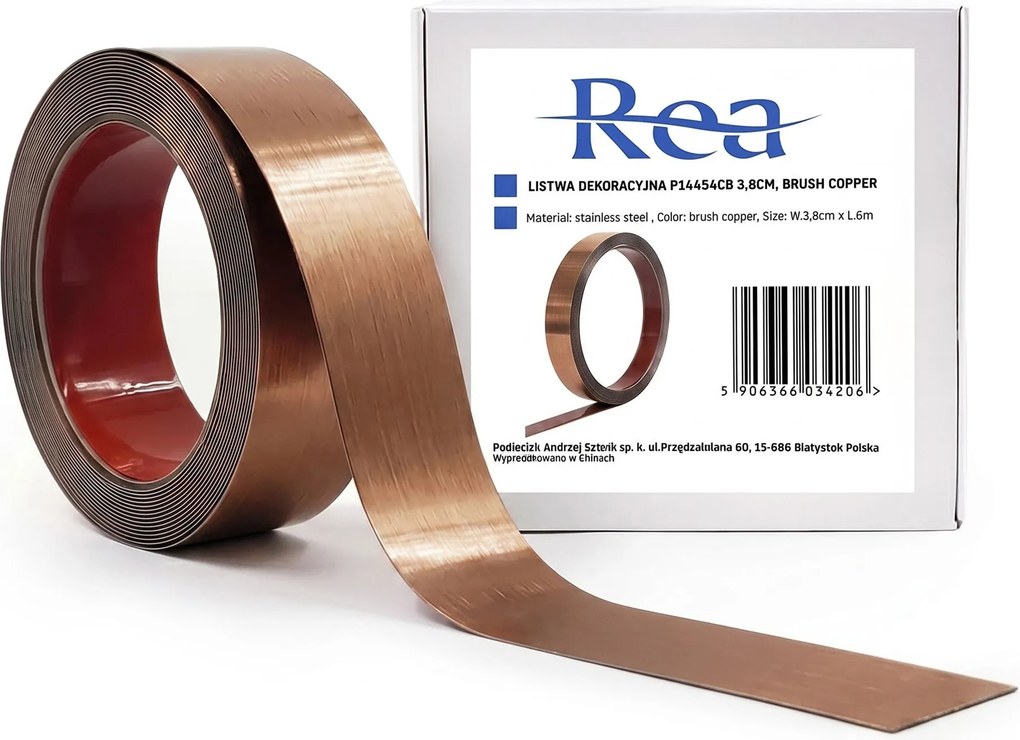 Самозалепваща декоративна лайсна Rea P14454CB 3,8cm Brush Copper
