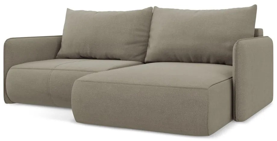 Бежов разтегателен ъглов диван с място за съхранение (десен ъгъл) Nanea – Makamii