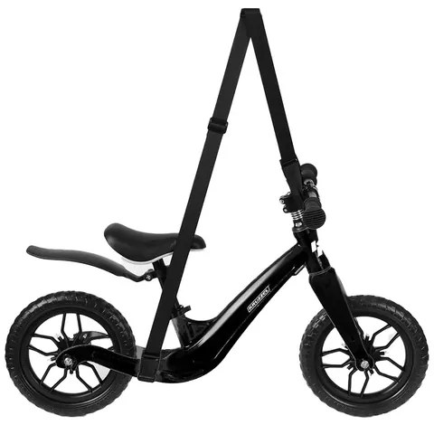 Детски велосипед KRUZZEL 12 с каишка за рамо - черно-розов розова