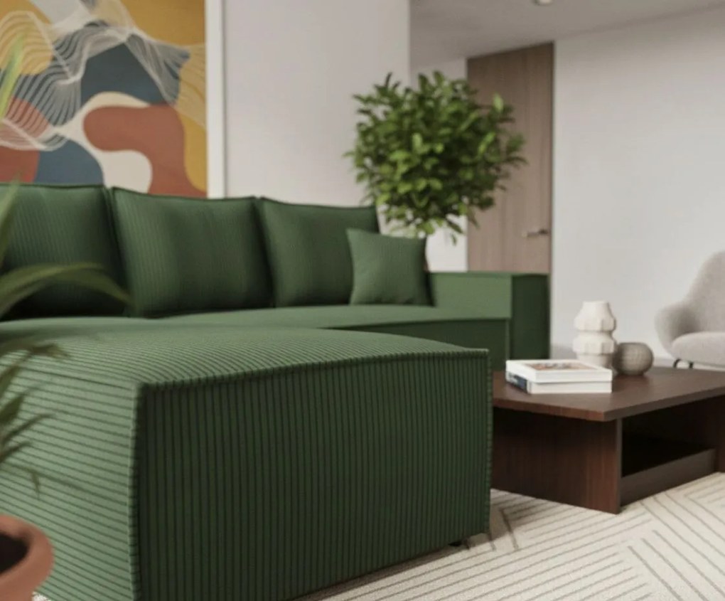 Ъглов диван Malaga mini I-Prasino-Left