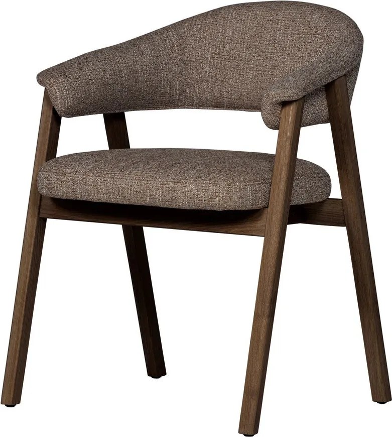 Кафяв тапициран трапезен стол с подлакътници Tunar – WOOOD