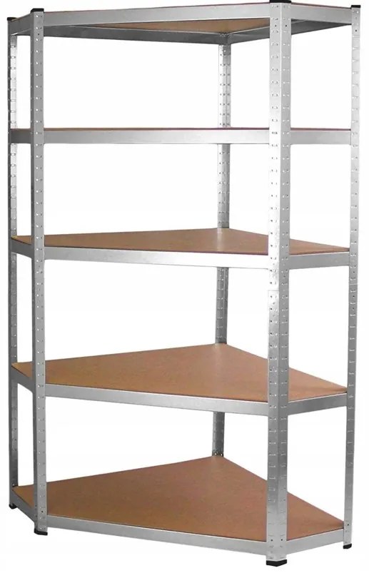 Стабилен ъглов метален стелаж за съхранение с 5 рафта 180 x 90 x 40 cm