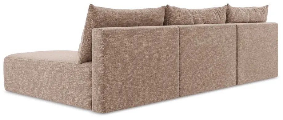 Светлокафяв разтегателен ъглов диван с място за съхранение Kalena – Makamii