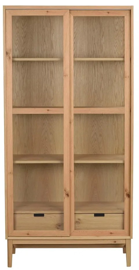 Витрина от декор от дъб с плъзгащи се врати в естествен цвят 100x203 cm Hazelton – Rowico