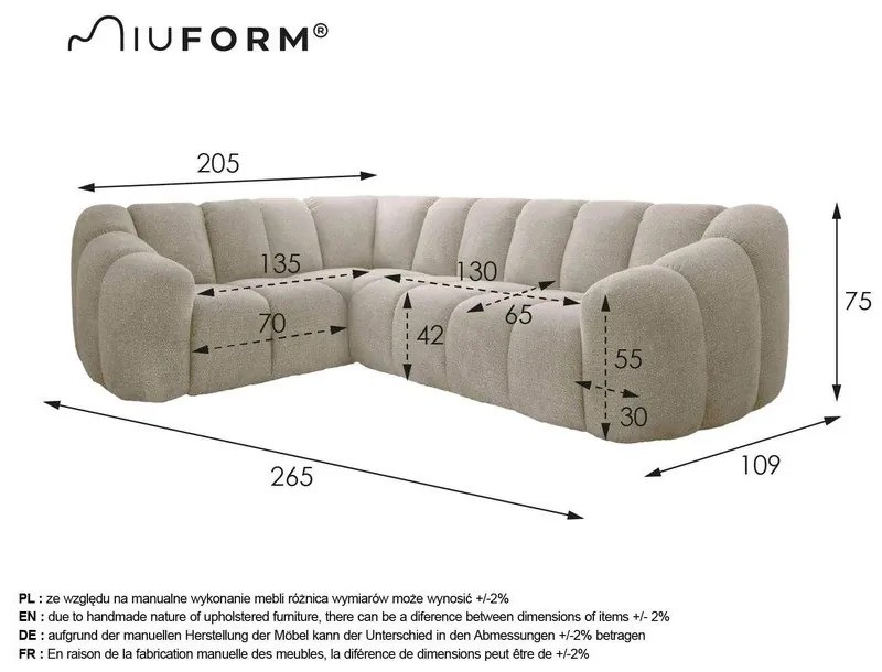 Тъмнозелен ъглов диван (ляв ъгъл/L форма) Shell – Miuform