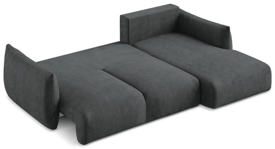 Тъмносив шенилов сгъваем ъглов диван (десен ъгъл) Leila – Makamii