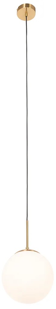 Арт Деко висяща лампа златиста с опалово стъкло - Flore