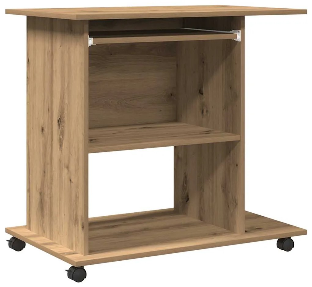 856053 vidaXL Компютърно бюро Artisan Дъб 80x50x75 cm Инженерна дървесина