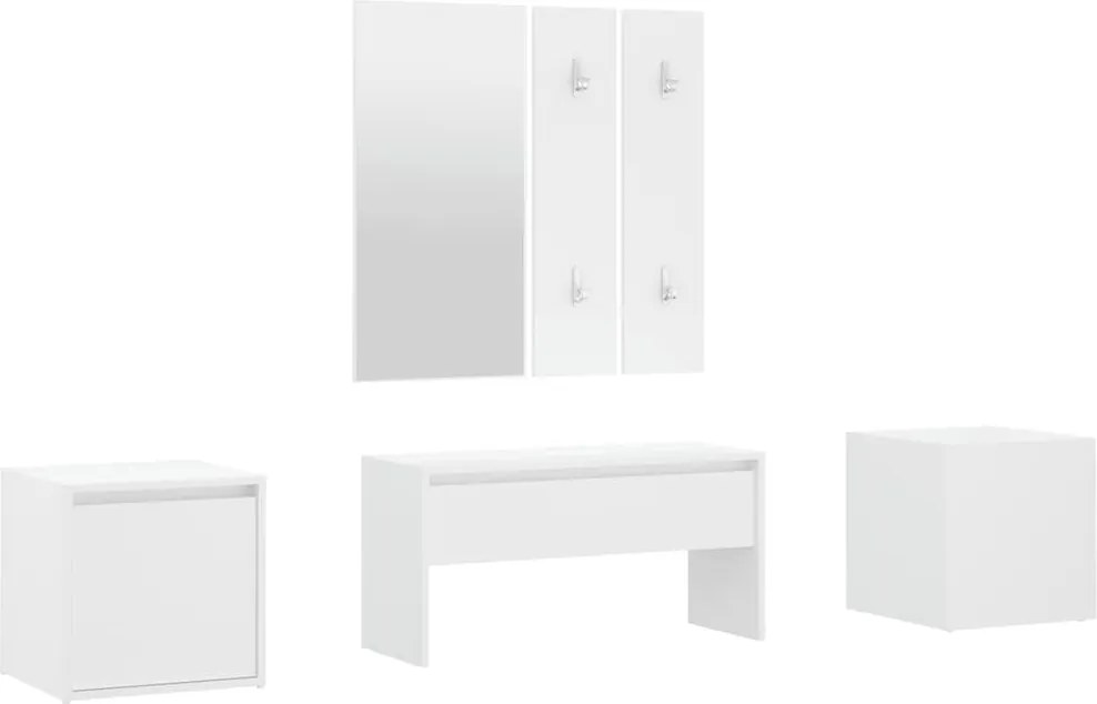 3082062 vidaXL Комплект мебели за антре, бели, инженерно дърво