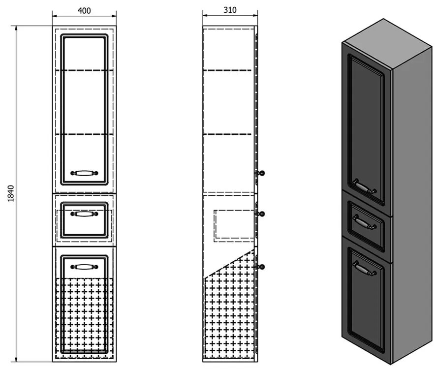 Бял шкаф за баня 40x184 cm Favolo – Sapho