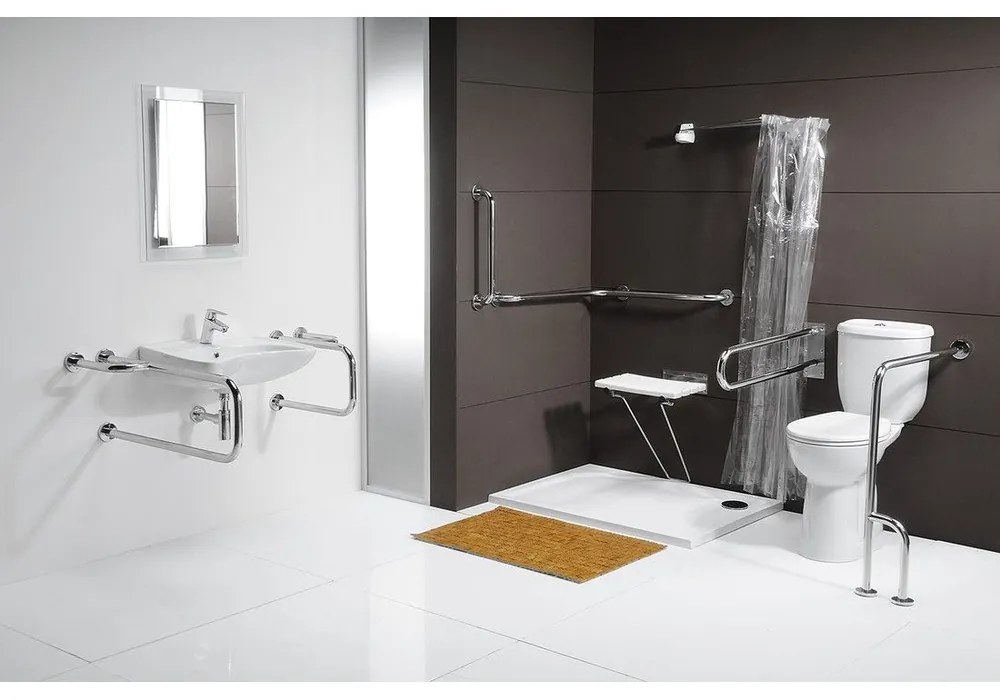 Стенен парапет за баня от неръждаема стомана 52 cm Handicap Left – Sapho