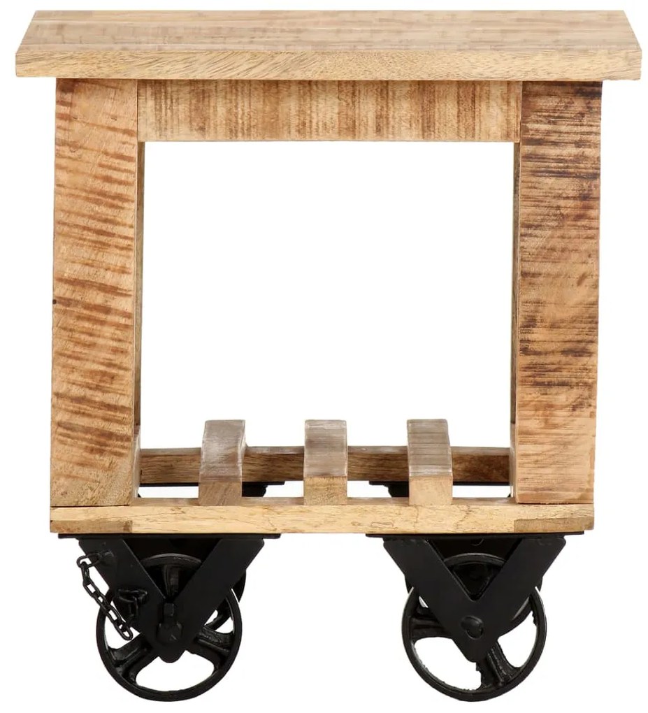 320936 vidaXL Помощна маса с колелца 40x40x42 см грубо мангово дърво