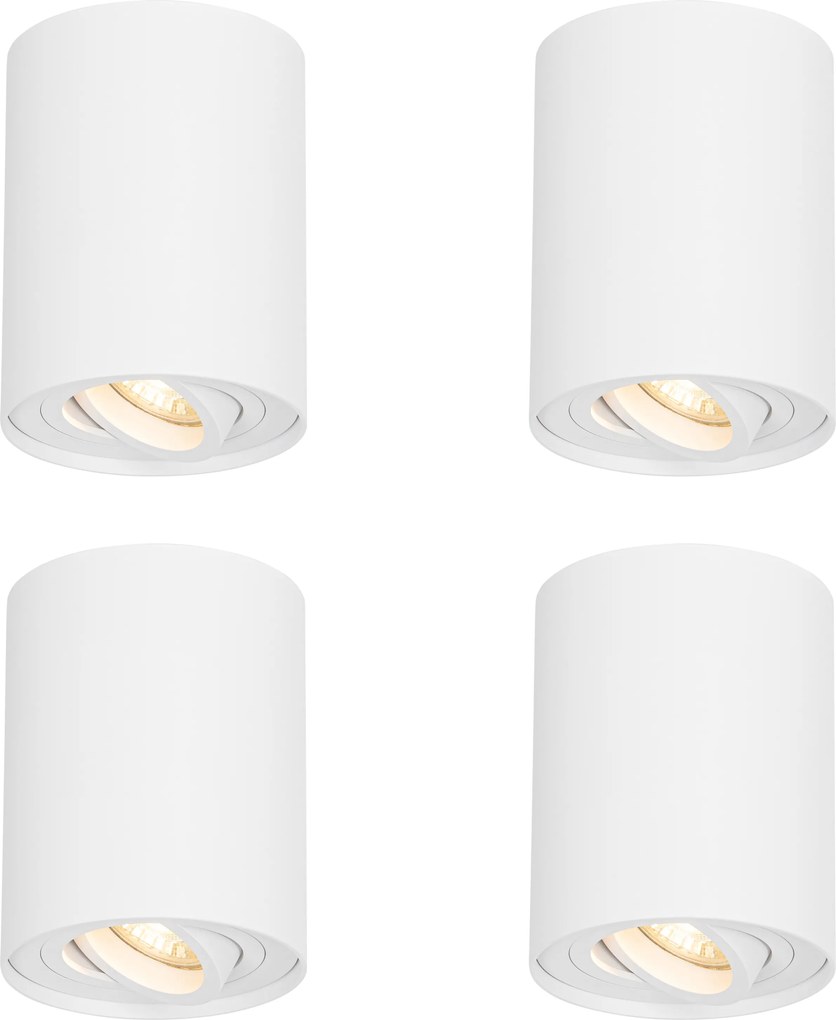 Комплект от 4 модерни таванни спота бели, въртящи се и накланящи се - Rondoo Up