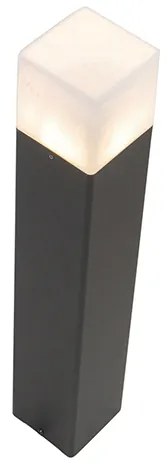 Стойка за външна лампа черна с млечно бял абажур 50 см - Denmark