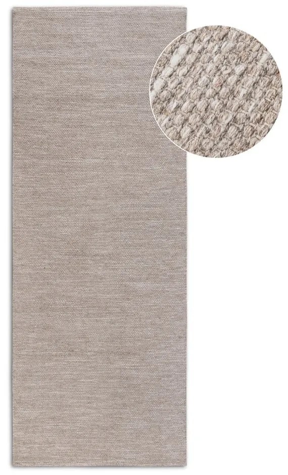 Бежова ръчно изработена пътека със смес от вълна 80x200 cm Pradesh Linen White – Elle Decoration