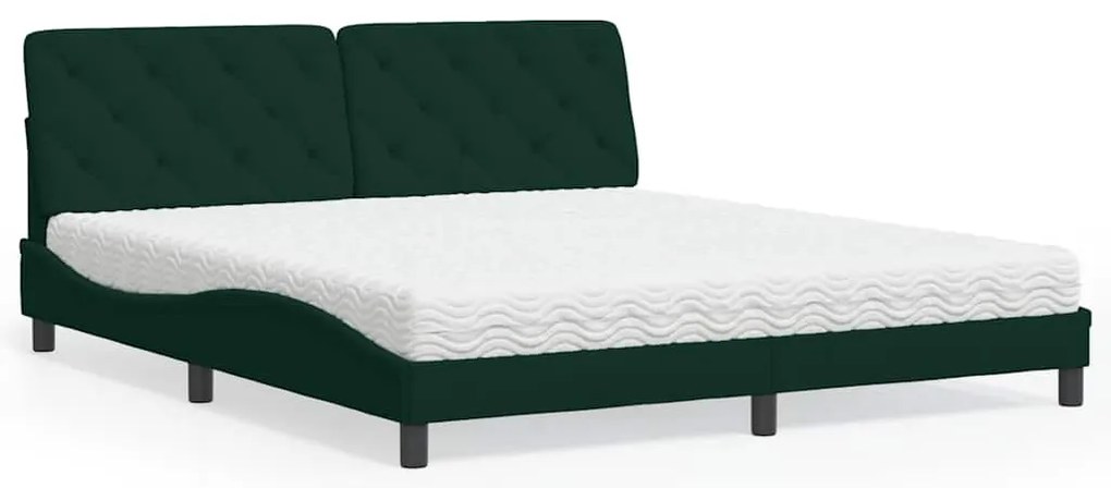 3208673 vidaXL Легло с матрак, тъмнозелено, 180x200 см, кадифе