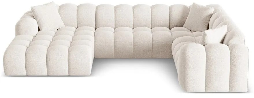 Кремав шенилов ъглов диван (десен ъгъл/U форма) Treno – Cosmopolitan Design