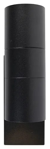 Външна стенна лампа черна 2-светлина IP44 със сензор за здрач - Duo