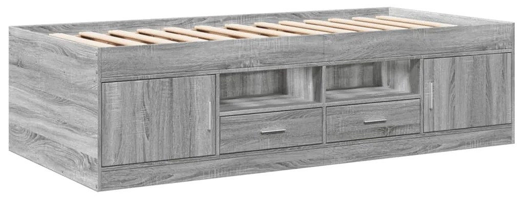 3280256 vidaXL Дневно легло с чекмеджета, без матрак, сив сонома, 90x190 см