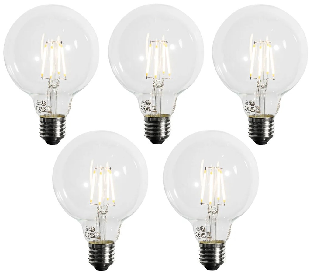 Комплект от 5 E27 3-степенна димируема LED крушка G95 4W 450lm 3000K