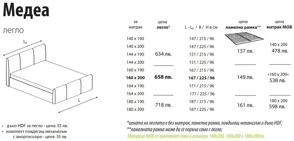 Легло Медеа от мебели МОБ