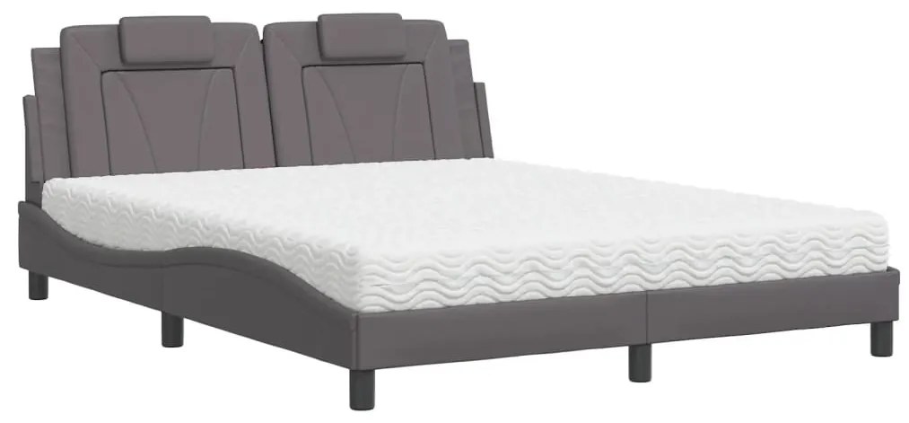 3208806 vidaXL Легло Viana без матрак, сиво, 160x200 см, изкуствена кожа