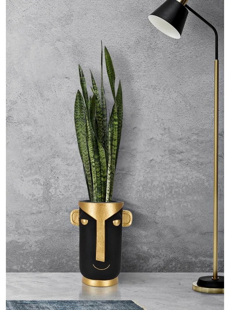 Висока ваза от полирезин в черно и златно 40 cm Tribal - Mauro Ferretti