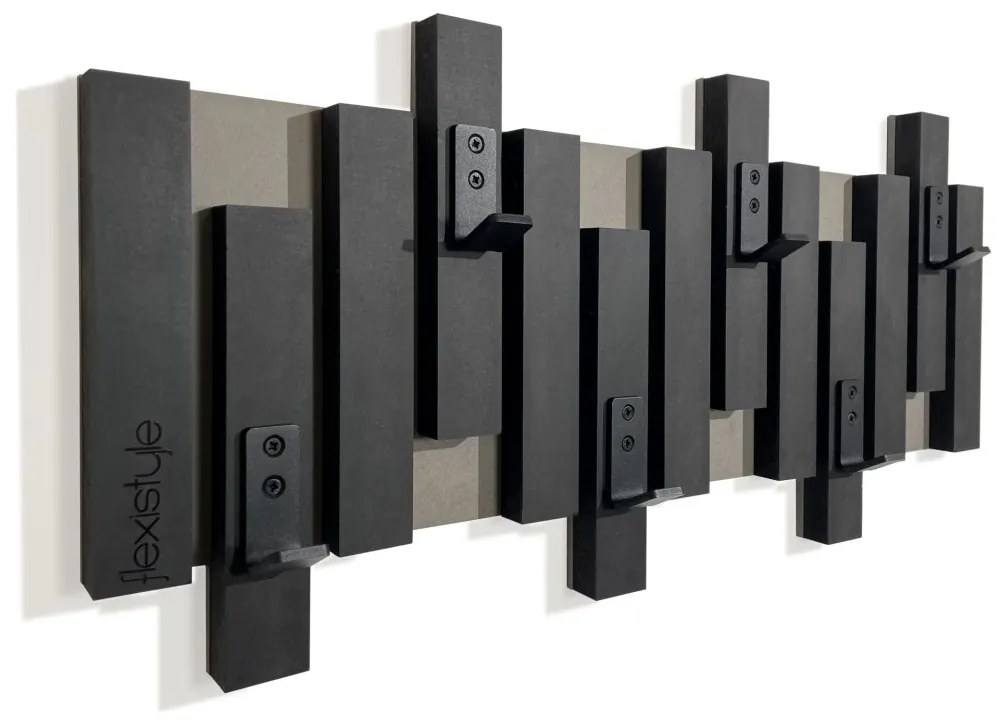 Черна стенна закачалка за дрехи Šírka: 60 cm | Výška: 30 cm