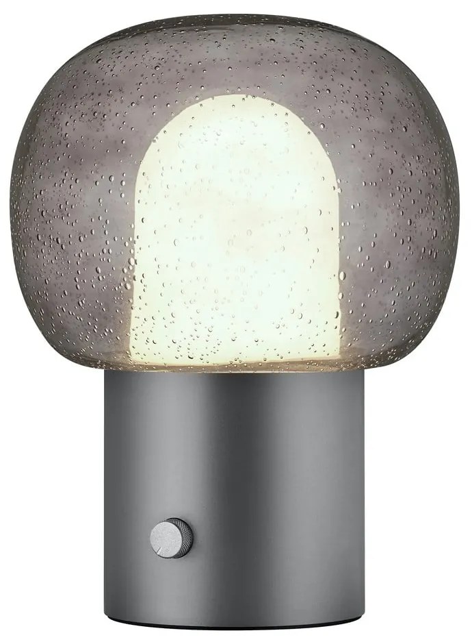 Антрацитна алуминиева LED настолна лампа със стъклен абажур (височина 32 cm) Iris – Blomus