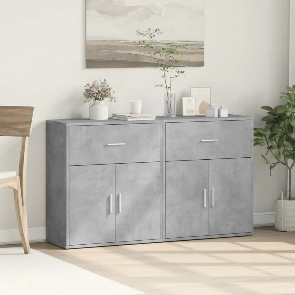 Sonata H Сайдборди, 2 бр, бетонно сив, 60x31x70 см, инженерно дърво