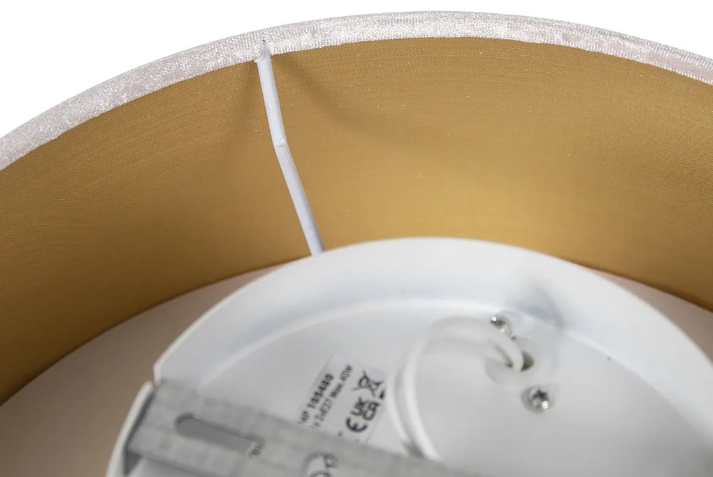 Модерна таванна лампа розова 30 см със златен интериор - Drum