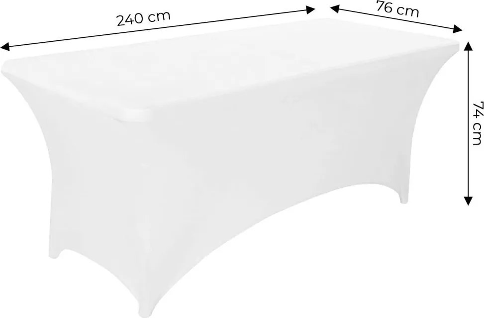 Бяла еластична покривка за маса за кетъринг 240 см
