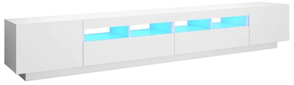 3081915 vidaXL ТВ шкаф с LED осветление, бял, 260x35x40 см