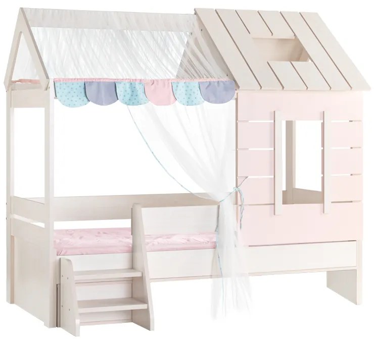 Детско легло къща Sonata Pink House, 90 х 200 см, Розово, Подматрачна рамка