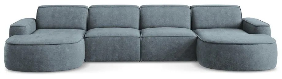 Сиво-син шенилов ъглов диван (U форма) Omao – Makamii