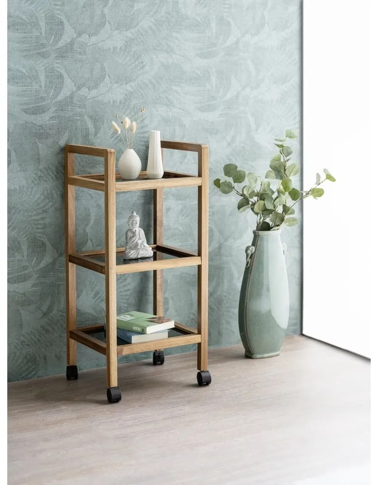 Рафт за баня от масивна акация в черен и естествен цвят 35x76,5 cm Fondi – Wenko