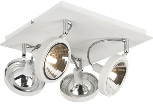 Дизайнерски прожектор бял 4-светлина регулируем - Nox