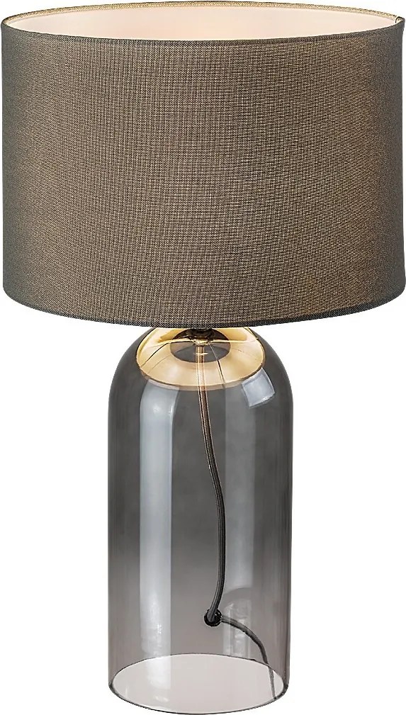 Rabalux Luxin, настолна лампа, лампа от тонирано стъкло със сив текстилен абажур, E14 1xMAX40W, В45см, Д26см, кабел: 140см, сив