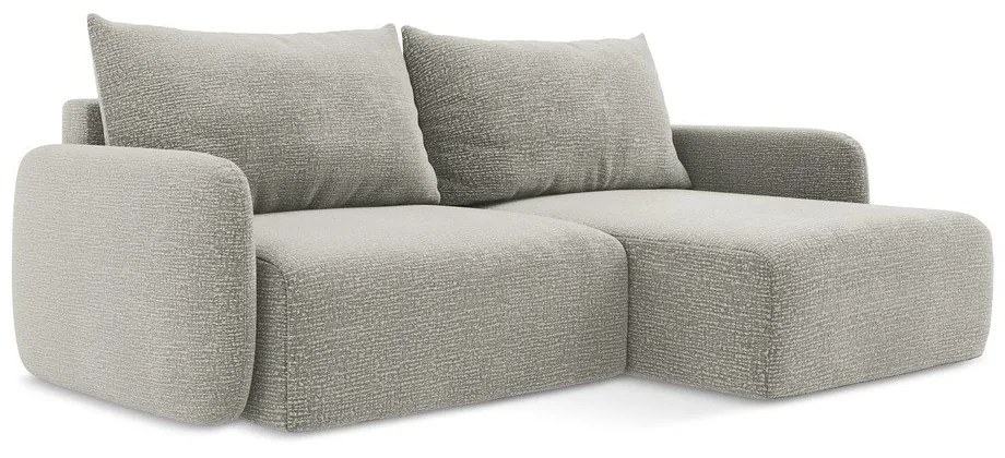 Светлосив разтегателен ъглов диван с място за съхранение (десен ъгъл) Kalena – Makamii