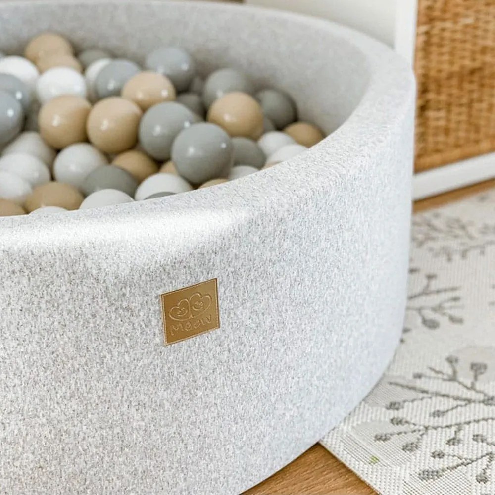 Сив велурен басейн с топки ø 90x30 cm Montessori – Meowbaby