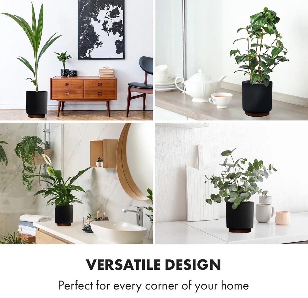 Fox & Fern Enspijk, саксии за цветя, орехово дърво, Polystone, ръчна изработка, 2 размера