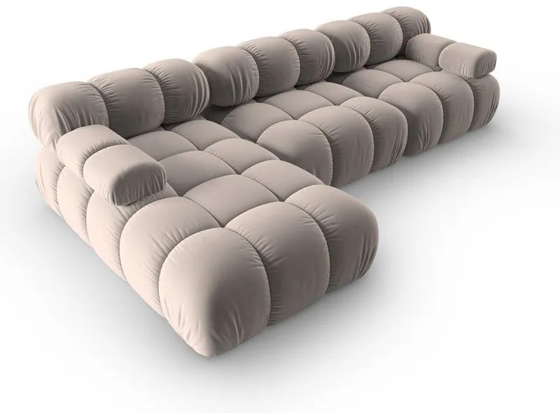 Светлокафяв кадифен модулен ъглов диван (ляв ъгъл) Bellis – Micadoni