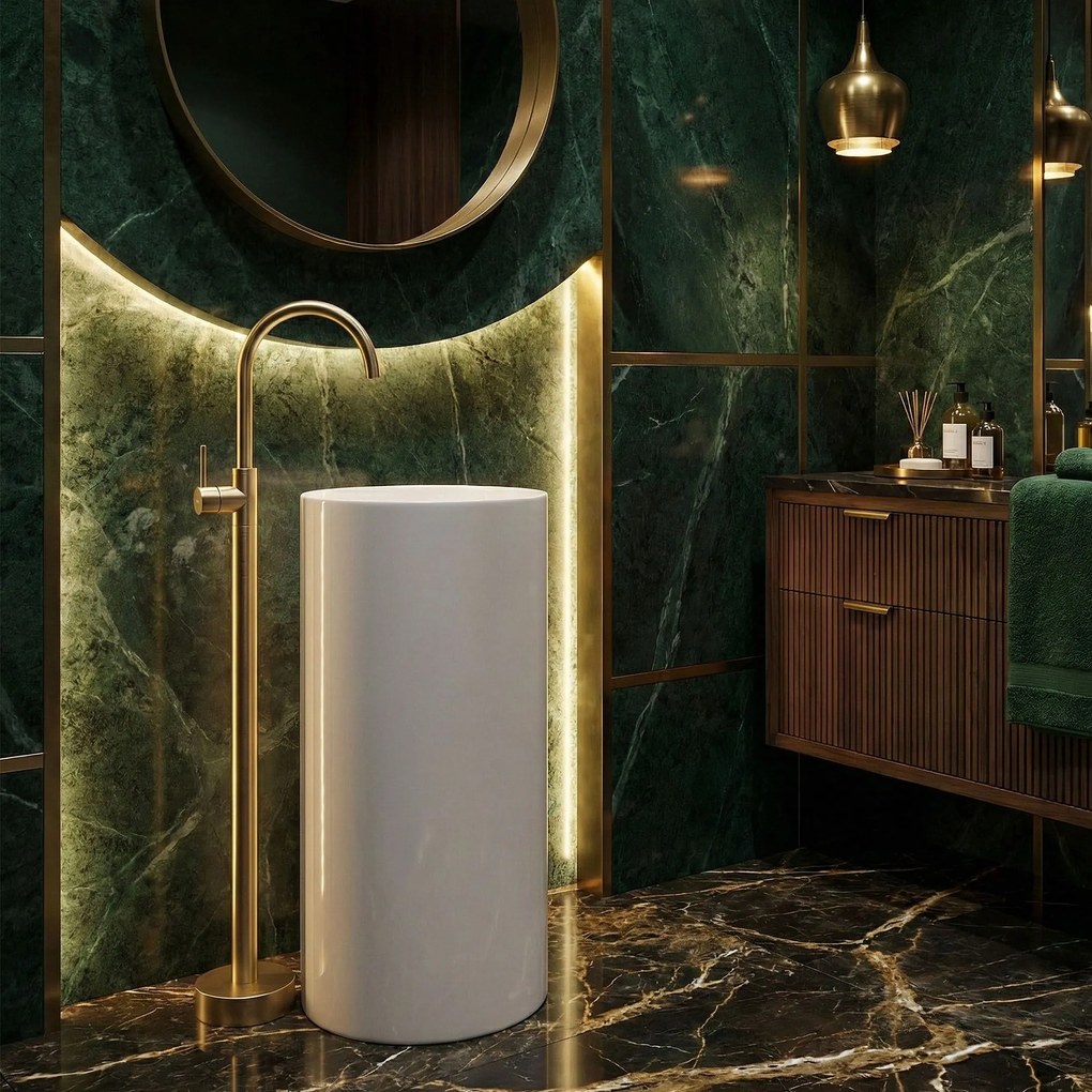 кран за мивка Rea Lungo Brush Gold