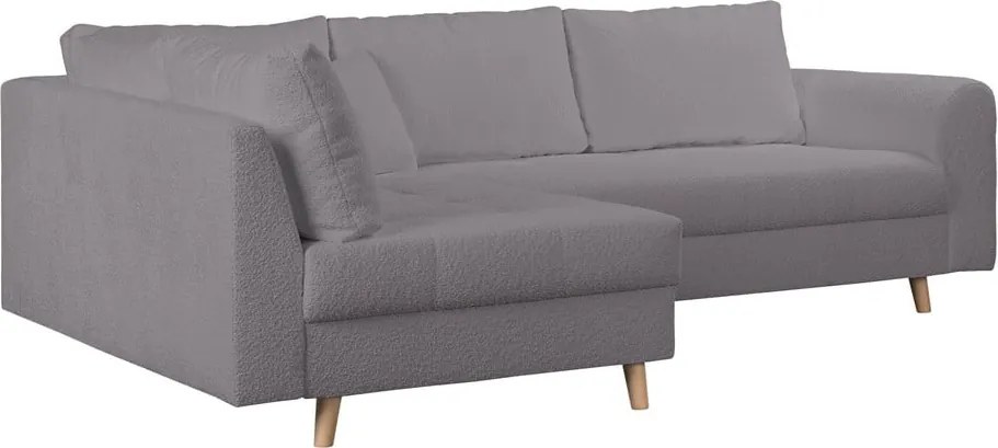 Тъмносив ъглов диван от плат букле (ляв ъгъл) Ariella - Ropez