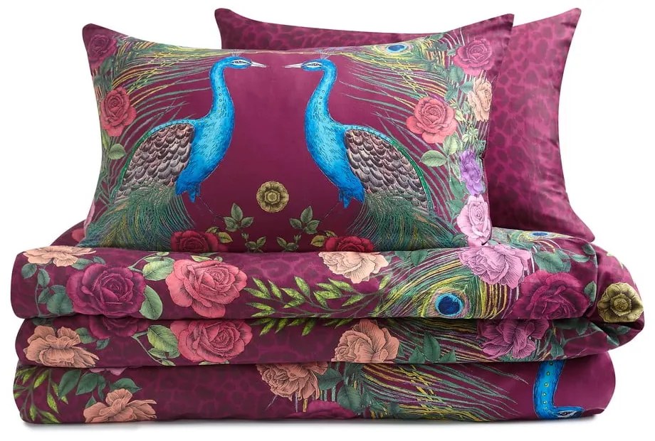 Лилаво единично спално бельо от памучен сатен 135x200 cm Xanadu Peacock – Matthew Williamson