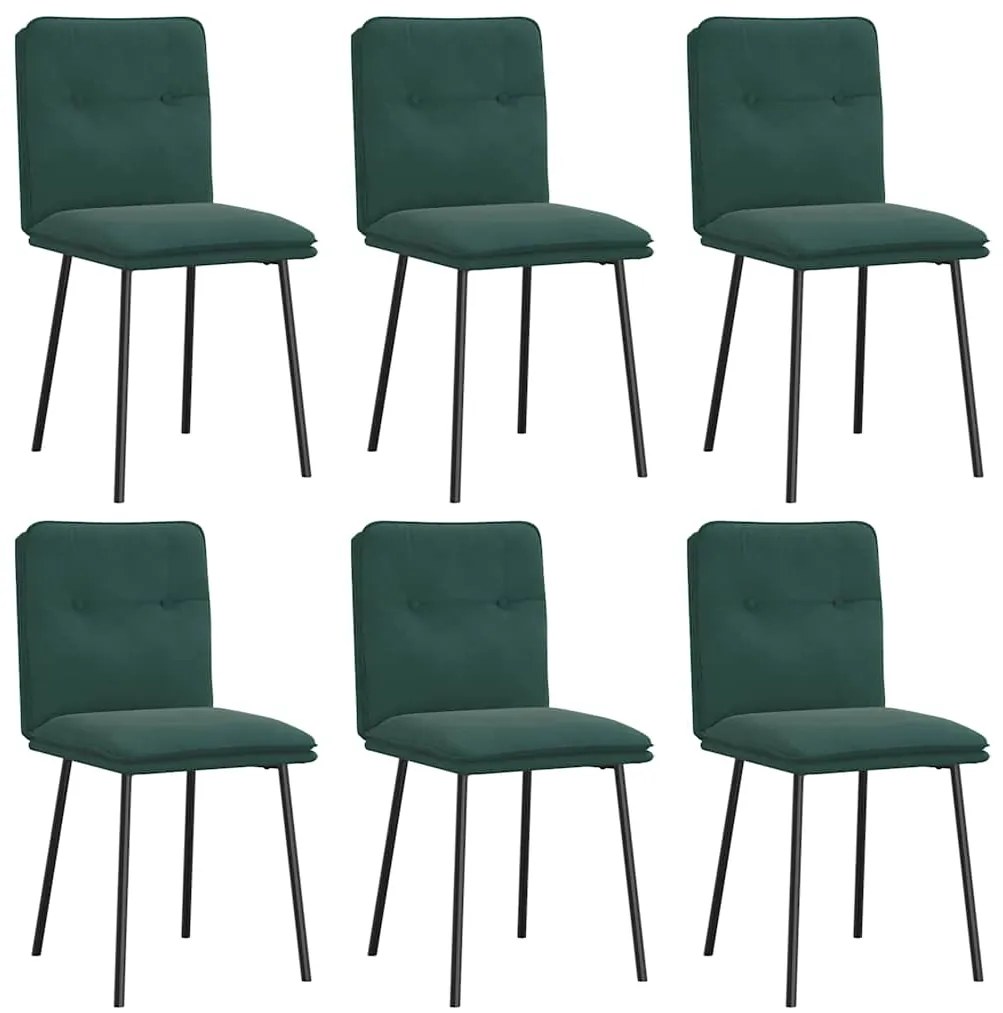 3315681 vidaXL Трапезни столове, 6 бр, тъмнозелени, кадифе