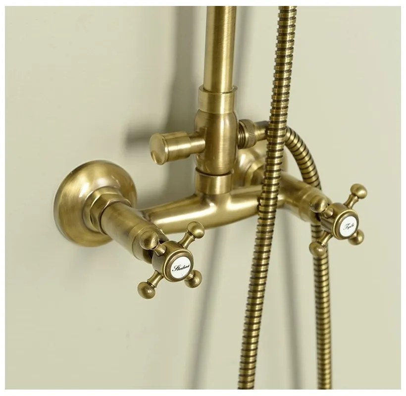 Месингов душ комплект в бронзов цвят с душ глава и ръчен душ 142 cm Antea – Sapho