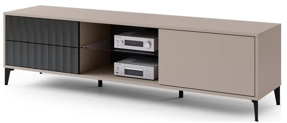 TV шкаф с drawers RONJA taupe/черен