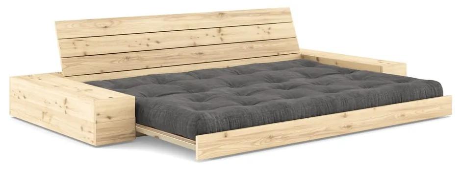 Разтегателен диван от велур в черно и антрацит 244 см Base – Karup Design