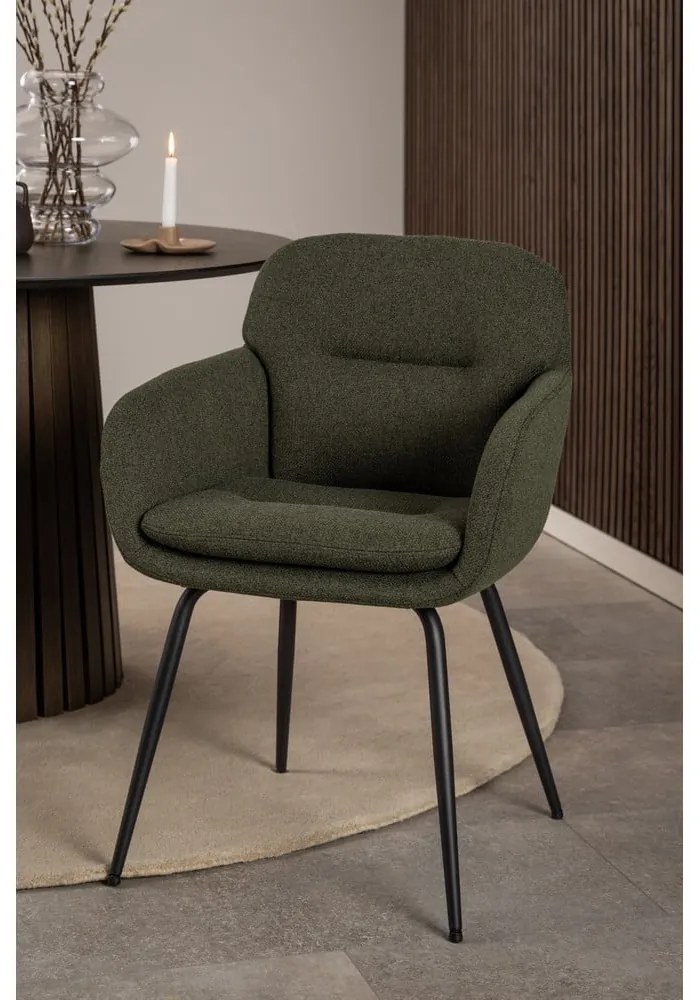 Тапициран трапезен стол с подлакътници в цвят каки Dora – Actona